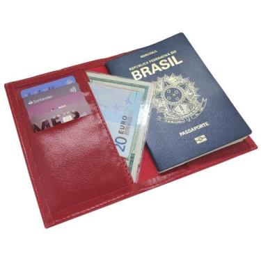 Imagem de Porta Passaporte e Documentos em Sintético Vermelho Sarroche