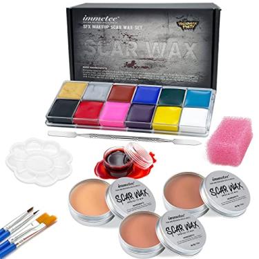 Imagem de immetee Kit De Maquiagem Scar Wax Sfx, Pintura Facial E Corporal, Kit De Maquiagem De Natal E Halloween, Sangue Falso, Pincéis De Pintura, Espátula, Esponja Pontilhada, Cosplay De Festa Teatral De P