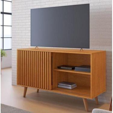 Imagem de Rack Carinho para Tv 43 com Portas Ripadas 109 cm de Largura Cinamomo 
