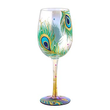 Imagem de NymphFable Peacock Gifts Taça de vinho iridescente pintada à mão taças de vinho coloridas 445 ml personalizado presente de pavão de aniversário para mulheres