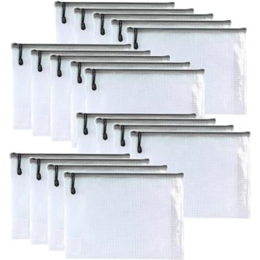 Imagem de Oaimyy -18 peças - Bolsa de malha com zíper de 30,5 x 40,6 cm, pastas de plástico para organização, material de escritório, viagem, armazenamento doméstico, preto, 30,5 x 40,6 cm