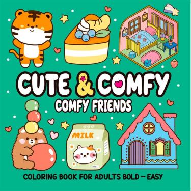 Imagem de Cute & Comfy Coloring Book for Adult Bold Easy - Comfy Friends - Livros de Colorir Adulto