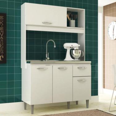 Imagem de Cozinha Compacta Branca Katy Armário 04 Portas 01 Gaveta - MegaSul - I