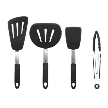 Imagem de Conjunto de espátulas de silicone, espátulas de cozinha resistentes ao calor para panelas antiaderentes, grandes utensílios de cozinha flexíveis e livres de BPA, conjunto de espátulas de borracha para