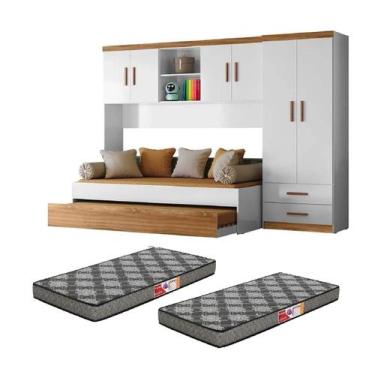 Imagem de Quarto juvenil guarda roupa 2Pts, aéreo, Bicama Onix Peternella e Colc