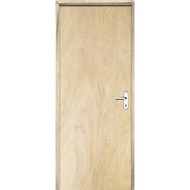 Imagem de Porta Montada de Giro Lisa de Madeira Sarrafeada Pinus Abertura Lado Direita 210x82x9cm Economica