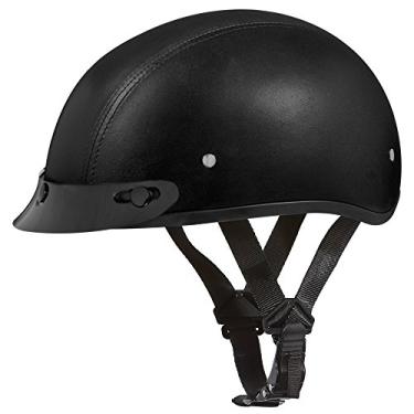 Imagem de Capacete Daytona Capacetes Motocicleta Meia Capacete de caveira - Couro coberto 100% aprovado pelo DOTDaytona Helmets "Leading The Way In Quality Headgear" X-Large preto D3-A-XL