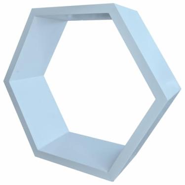 Imagem de Nicho Hexágonal Colméia Colorido em Mdf Laqueado para Parede - 30x34x12cm Cor:AZUL CANDY;Tamanho:30X34X12 CM