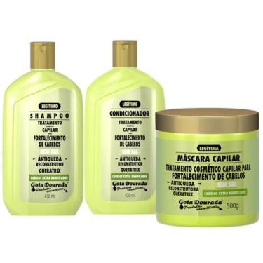 Imagem de Kit Gota Dourada Antiqueda Shampoo + Condicionador 300ml + Máscara 500