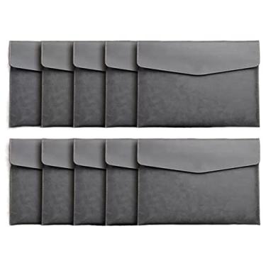 Imagem de Pastas de Arquivo Pasta de arquivo de papel A4 de 10 unidades Bolsa de documentos de couro engrossada Botão de pressão organizador de contas de contrato Premium Pasta de grande capacidade Organizador