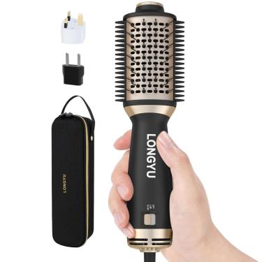 Imagem de Escova de secador de cabelo de viagem Longyu Dual Voltage Mini Hot Air Black