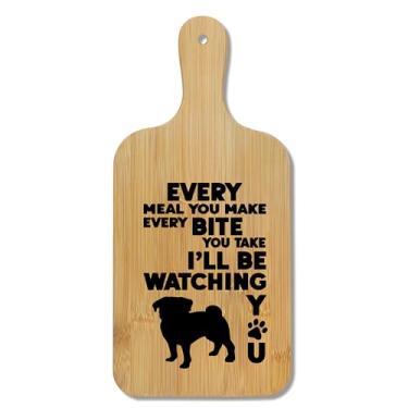 Imagem de FONDCANYON Pug Gifts Tábua de cortar 38 x 18 cm com alça, presentes pug pretos para amantes, mulheres, tábuas de corte para cozinha, todas as refeições que você fizer tábua decorativa de charcutaria