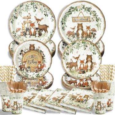Imagem de Suprimentos para festas Kinovo Woodland Baby Shower 50 convidados