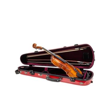 Imagem de Crossrock Capa de violino de fibra de vidro moldada para tamanho 4/4 | Acabamento vermelho brilhante | TSA Lock, leve, proteção robusta, interior de veludo de pelúcia