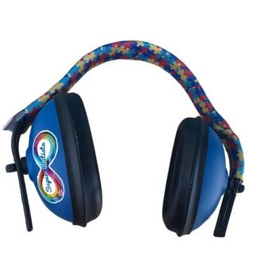 Imagem de Abafador de Sons 11 DB Cor Azul para Autistas com arco colorido - Reid
