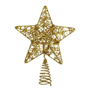Imagem de Ponteira De Árvore De Natal Dourada Com Glitter  14CM X 19CM - Goal Ar