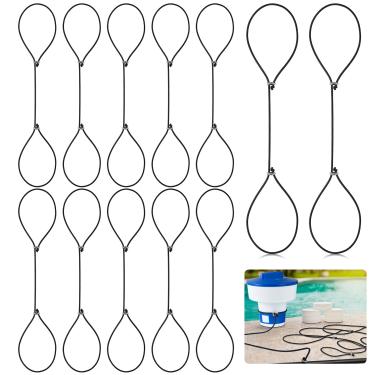 Imagem de Woanger 12 Pieces Pool Chlorine Floater Leash Swim Pool Floater Tether Floating Chlorine Dispenser Float Rope Black Float Leash for Protecting Pool Chlorine Float from CollisionL8