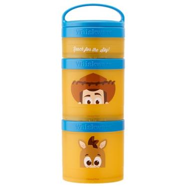 Imagem de Whiskware Disney Pixar Recipientes empilháveis para lanche para crianças e crianças, 3 copos empilháveis de polipropileno para lanches para escola e viagens, Toy Story Woody e Bullseye