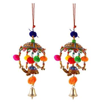 Imagem de Handicrafts Paradise Conjunto de 2 peças de guarda-chuva masculino para pendurar na porta com abóbora e tartaruga com 2 peças e sino de metal