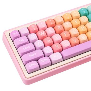 Imagem de GEKUCAP Lindas teclas PBT 126 teclas perfil MOA teclas personalizadas sublimação arco-íris doces conjunto de teclas coloridas para teclados mecânicos Cherry Gateron MX Swithes
