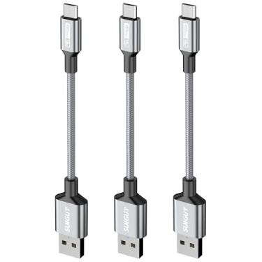 Imagem de Cabo micro USB curto, SUNGUY 1,5 pés 2 pacotes de cabo de carregamento Android trançado de nylon e cabo de sincronização de dados compatível com Samsung Galaxy S7/S6, LG G4/G3, MP3, HTC ONE M9/E8 e mais dispositivos Android.