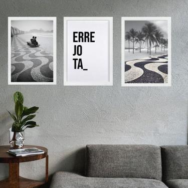 Imagem de Kit 3 Quadros Rio De Janeiro COPACABANA - ERREJOTA 45x34cm - com vidro