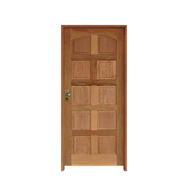 Imagem de Kit Porta De Madeira 210X72Cm Batente 11Cm Fechadura Taco De Golf Externa Topazio Padrão Cedrinho