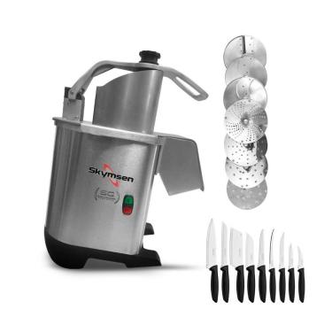 Imagem de Processador De Alimentos Com 7 Discos De 203mm Pa7 Pro Skymsen E Jogo De Facas 9 Peças Bivolt