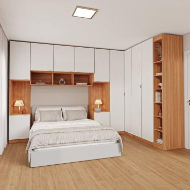 Imagem de Guarda Roupa Modulado De Canto 11 Portas 7 Peças Hera Cabecasa Louro Branco Geada Cinza