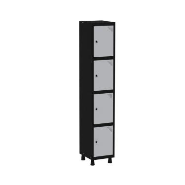 Imagem de Roupeiro Em Aço Mt 1v 4 Portas - Pitão Preto/cinza