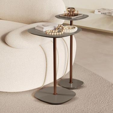 Imagem de Conjunto Mesa Lateral Florença Alta E Baixa - Lf 049 Concreto-café