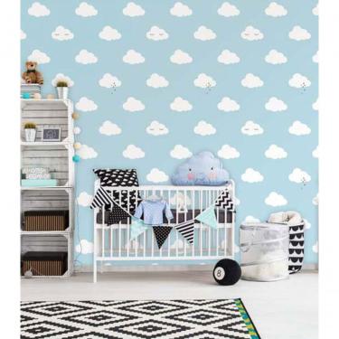 Imagem de Papel De Parede Fofura Baby Nuvens Fundo Azul Ff4013