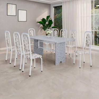 Imagem de Conjunto para Sala de Jantar com 8 Cadeiras Lara Arabesco / Branco