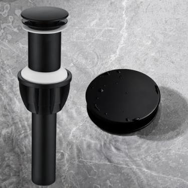 Imagem de TIORIY Ralo De Pia Vaso Sanitário Sem Transbordamento, Pop-Up Plástico Para Banheiro, Adequado 1 3/4", Rolha Antientupimento Integrada, Preto Fosco