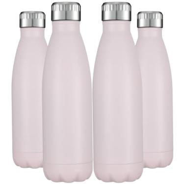 Imagem de HASLE OUTFITTERS Garrafas De Água Aço Inoxidável 17 Oz A Granel, Com Isolamento Vácuo, Parede Dupla, Revestimento Em Pó, Reutilizáveis, Metal, Esportivas, Mantêm Bebidas Quentes E Frias, Rosa, 4 Uni