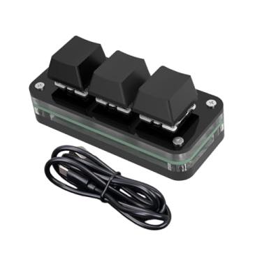Imagem de BaotyJie Mini teclado de 3 teclas, teclado mecânico para jogos, acessórios de trabalho de escritório leves e de aparência suave, profissional, Conjunto Necessário Preto