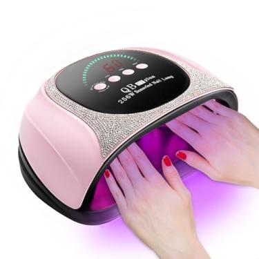 Imagem de Secador de unhas com luz LED UV para unhas de gel, secagem rápida, luz de secagem UV profissional de 256 W para esmalte de unhas, 57 peças de géis de cura de contas, lâmpada de manicure portátil com