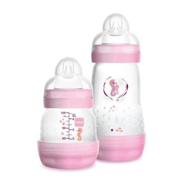 Imagem de Kit Mamadeira MAM Easy Start 130ml e 260ml Bico 0 Rosa