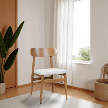 Imagem de Cadeira De Jantar Delta Estrutura Aço Carbono Laminado Natural Com Estofado Linho Cru