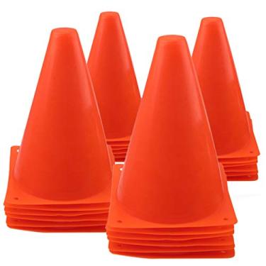 Imagem de Mirepty Cones de trânsito de plástico de 18 cm para treinamento esportivo de agilidade com cone para futebol, patinação, futebol, basquete, jogos internos e externos (laranja, pacote com 24)
