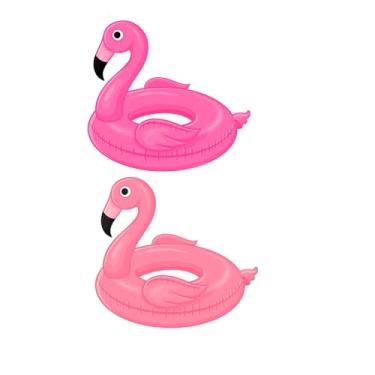Imagem de ShinyRelief 4 boias de piscina flamingo gigantes, anel de natação rosa de 113 cm, tubo de natação para festa de flamingo, com válvulas rápidas, brinquedos divertidos de natação, balada, lounge, para