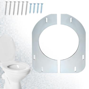 Imagem de Gisafai Suporte de flange de vaso sanitário, suporte de piso, kit de reparo de flange de vaso sanitário de aço inoxidável, flange de reparo de vaso sanitário, 14 x 14 cm de diâmetro interno, 1 mm de