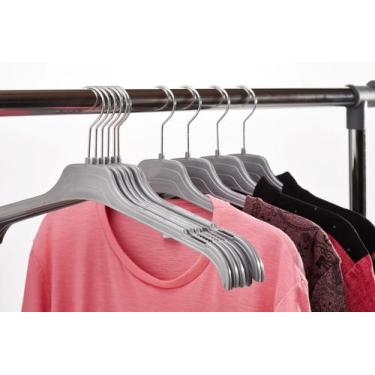 Imagem de Cabide Blusa Adulto 43cm com gancho de metal giratório kit Ioplast, Pr