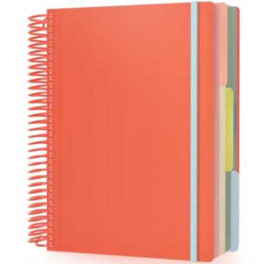 Imagem de EUSOAR Caderno espiral de 3 assuntos, caderno grande A4 23,5 cm x 29,7 cm pautado para faculdade com bolsos, caderno feminino fofo com 240 páginas, caderno de papel grosso de 90 g/m² para material