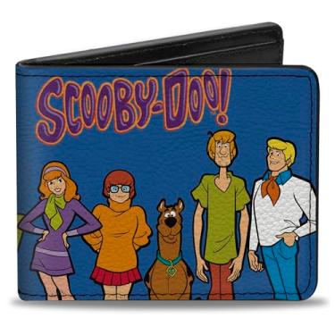 Imagem de Buckle-Down Carteira Scooby Doo, dobrável, máquina misteriosa Scooby-Doo e pose de grupo de personagens azul, couro vegano