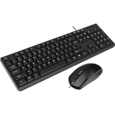 Imagem de Combo de teclado e mouse com fio, teclado ergonômico de tamanho completo e mouse óptico com fio para Windows, Mac OS, desktop/laptop/PC - preto