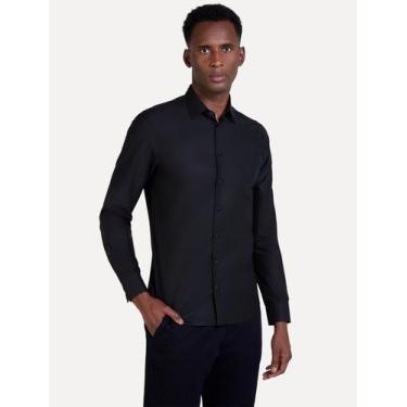 Imagem de Camisa Dudalina Masculina Milano Tricoline Lisa Preta, S/P