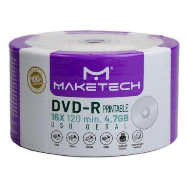 Imagem de Dvd-r 16x 4.7gb 120min Inkjetwhite Printable 50un - Maketech