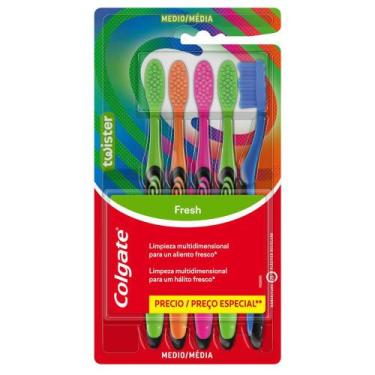 Imagem de Escova Dental Colgate Colors Pack Família Média com 5 Unidades