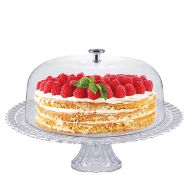 Imagem de Boleira Gourmet Ruvolo com Prato e Pé de Vidro + Tampa Acrílica – Elegância e Funcionalidade na Sua Mesa!